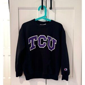 TCU Horned Frogs Champion Black Crewneck Sweatshirt Kids Youth Small 6-7 College